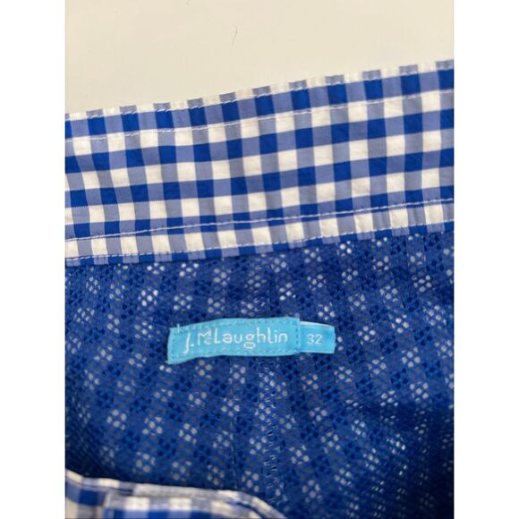 J. McLaughlin Mens Swim Shorts Beach Trunks Gingham Blue Size 32 - Picture 2 of 8